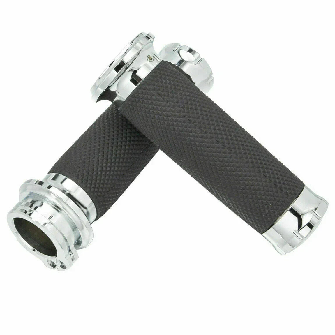 Chrome 1" Handlebar Grips for Harley Touring Sportster 883 1200 (2004-2023)