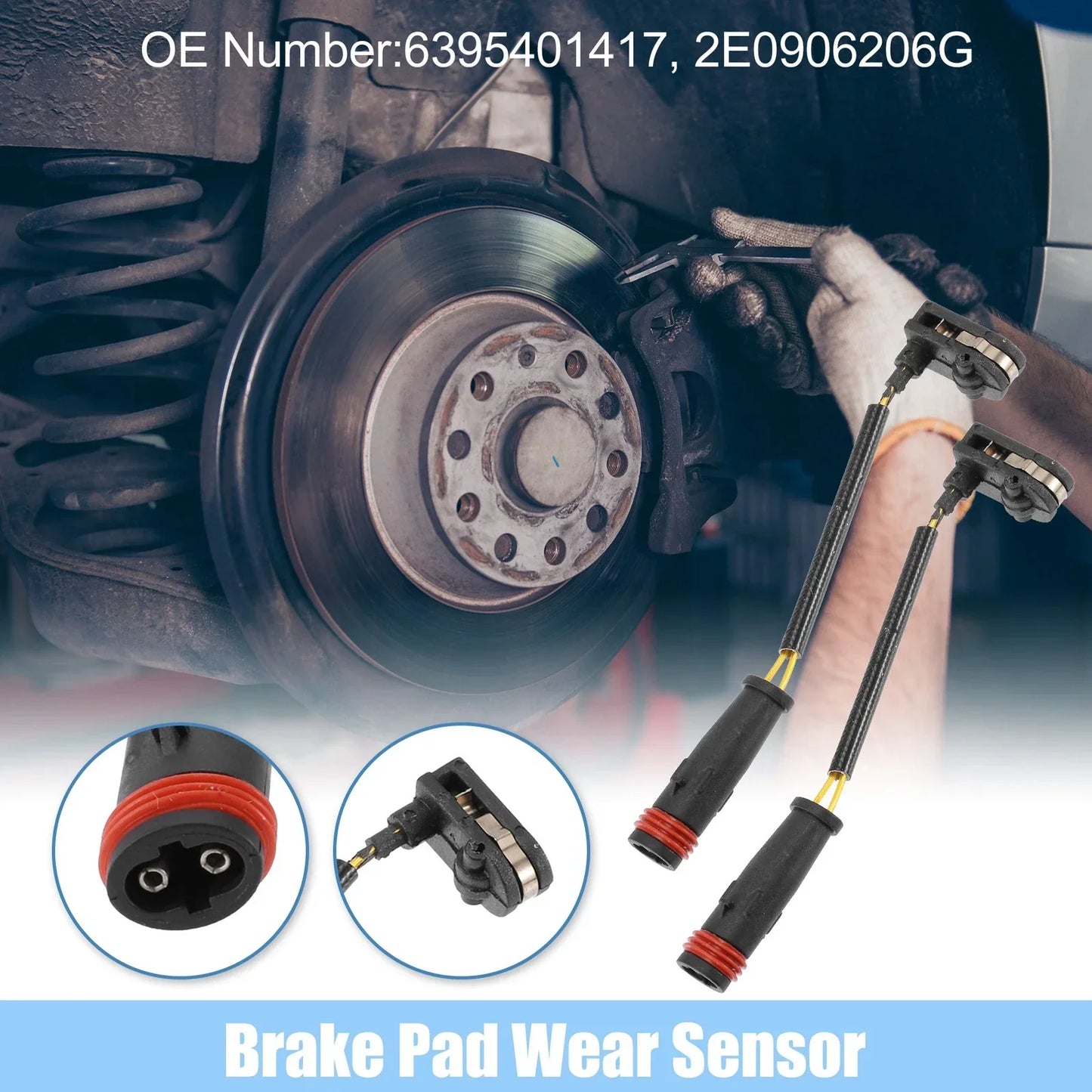 2 x Front Rear Disc Brake Pad Wear Sensors for Mercedes-Benz Sprinter 1500 (19-23)