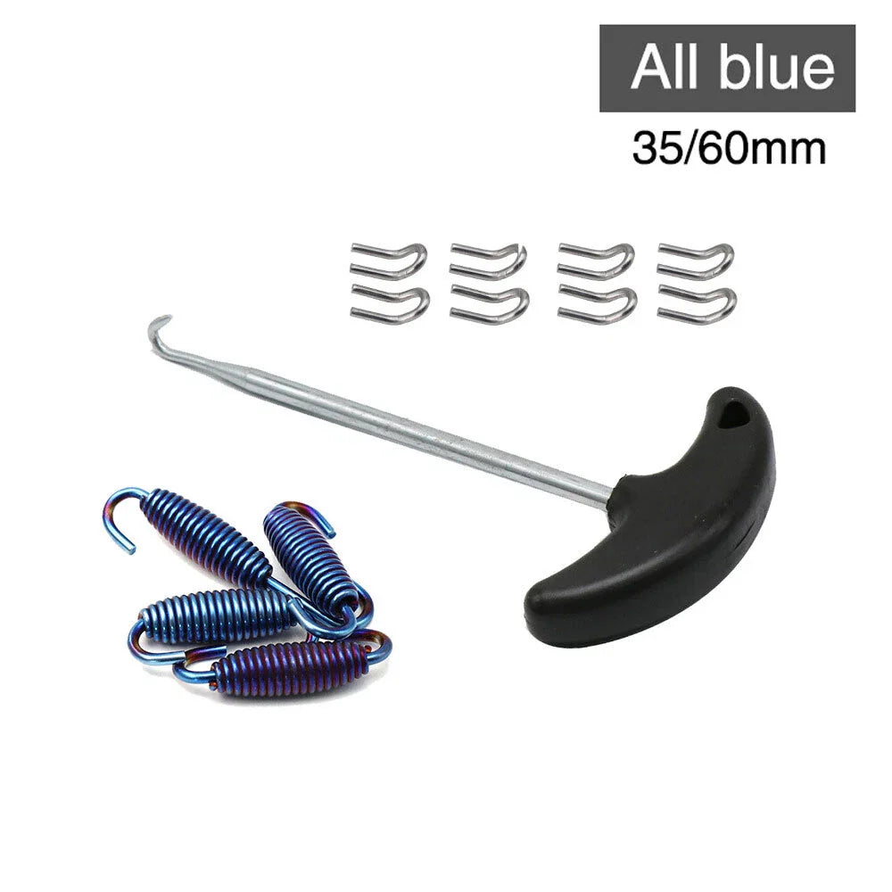 Blue Steel Exhaust Pipe Muffler Mounting Springs Hooks for Motorcycle (N/A)