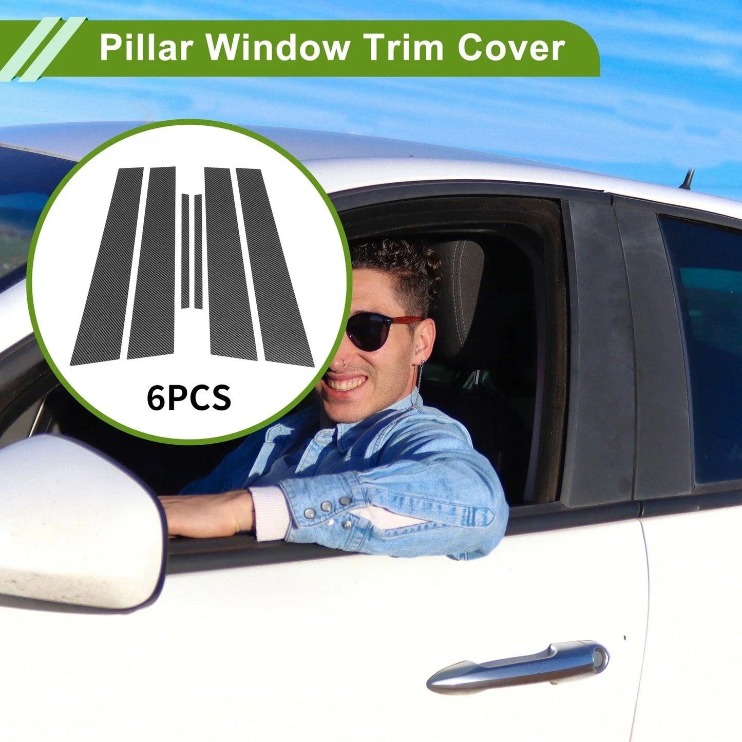 6 Pcs Carbon Fiber Pillar Window Trim for Dodge Charger (2011-2021)