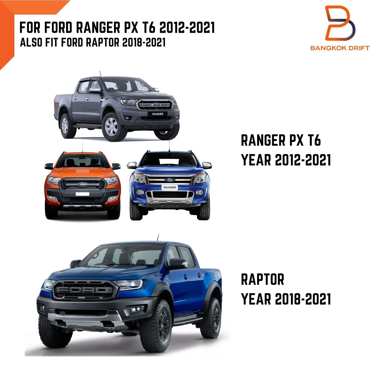 Rear Tailgate Protector Tub Rail Cover for Ford Ranger PX T6 Raptor (12-21)