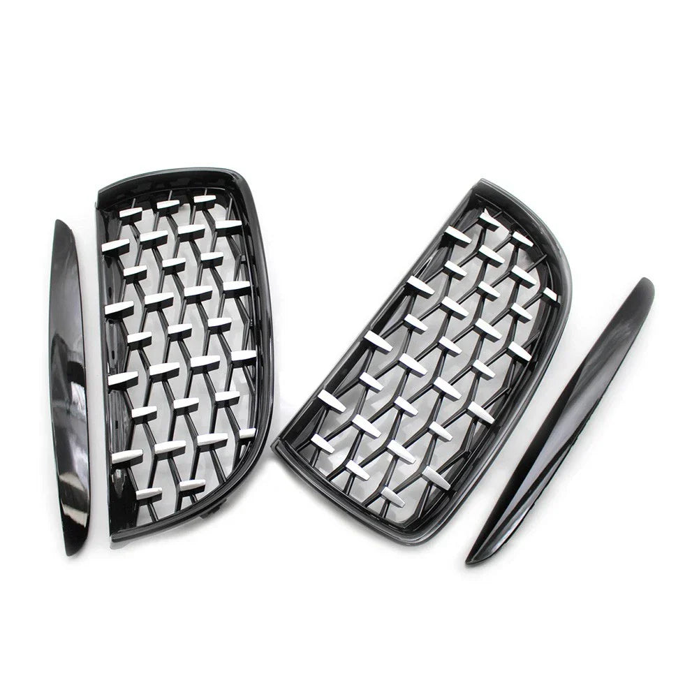 Front Frame & Chrome Grille for BMW E90 2005-2008 Black Pair