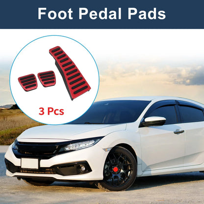 3 x Manual Foot Accelerator Pedal Covers for Honda Civic (2006-2009) Red