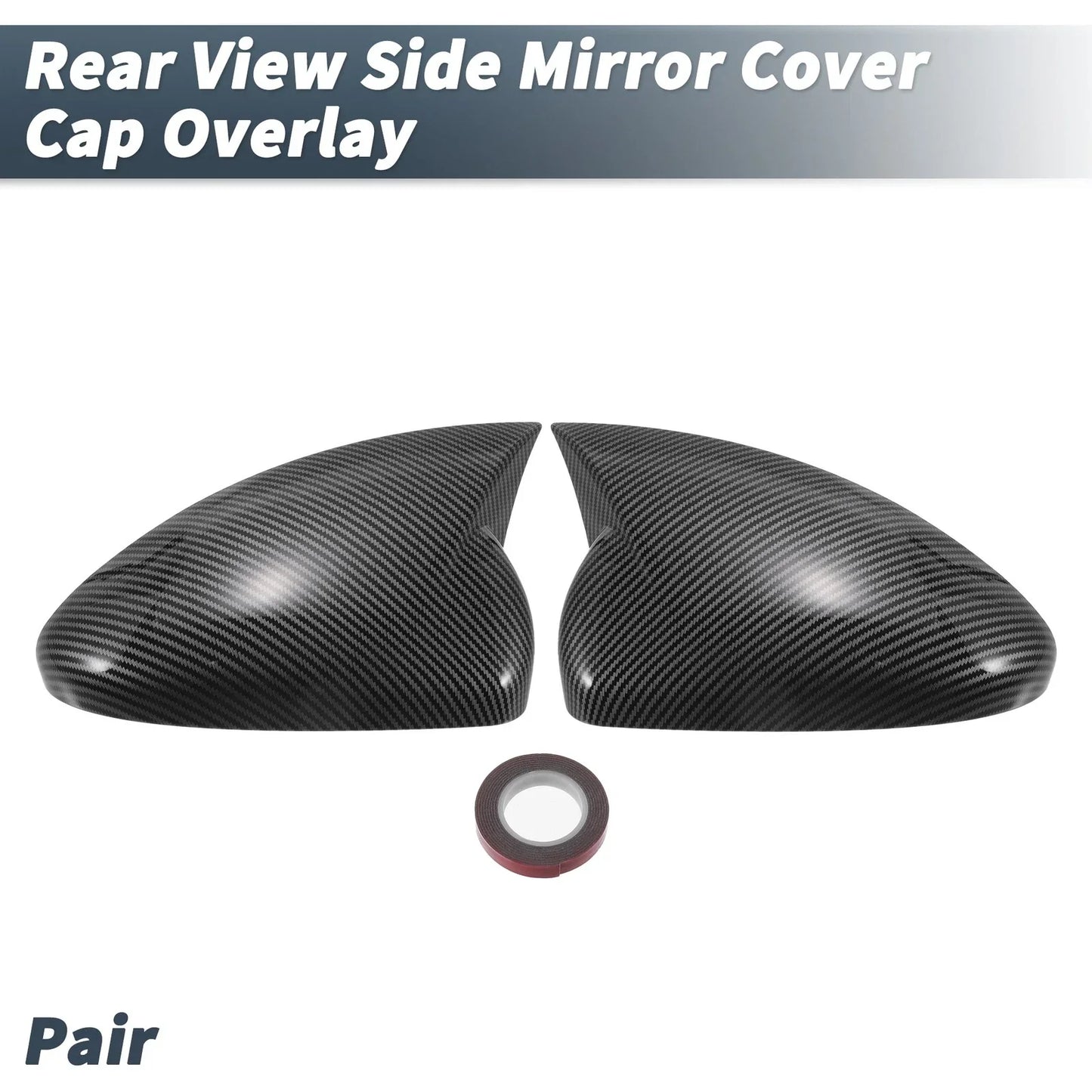 Rearview Mirror Cover Overlay Black Carbon Fiber for Chevrolet Cruze (2011-2016)