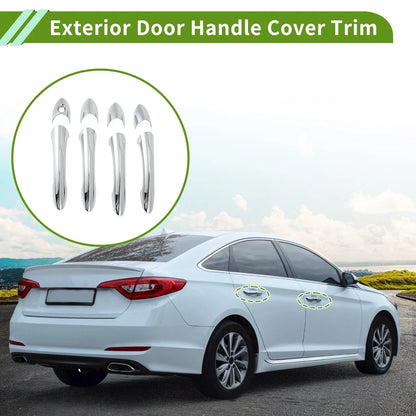 Exterior Door Handle Cover Trim for Hyundai Sonata (2011-2015) Silver Tone