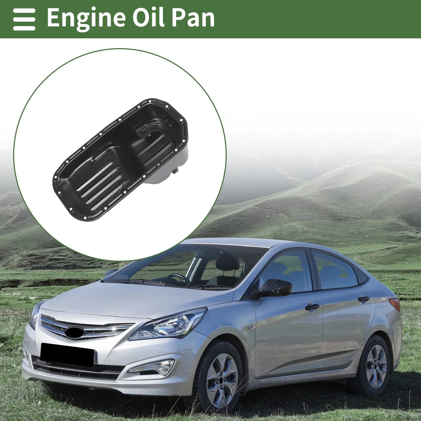 Engine Oil Pan for Hyundai Accent (1994-2000) - 1 x No.2151026010 Iron Black