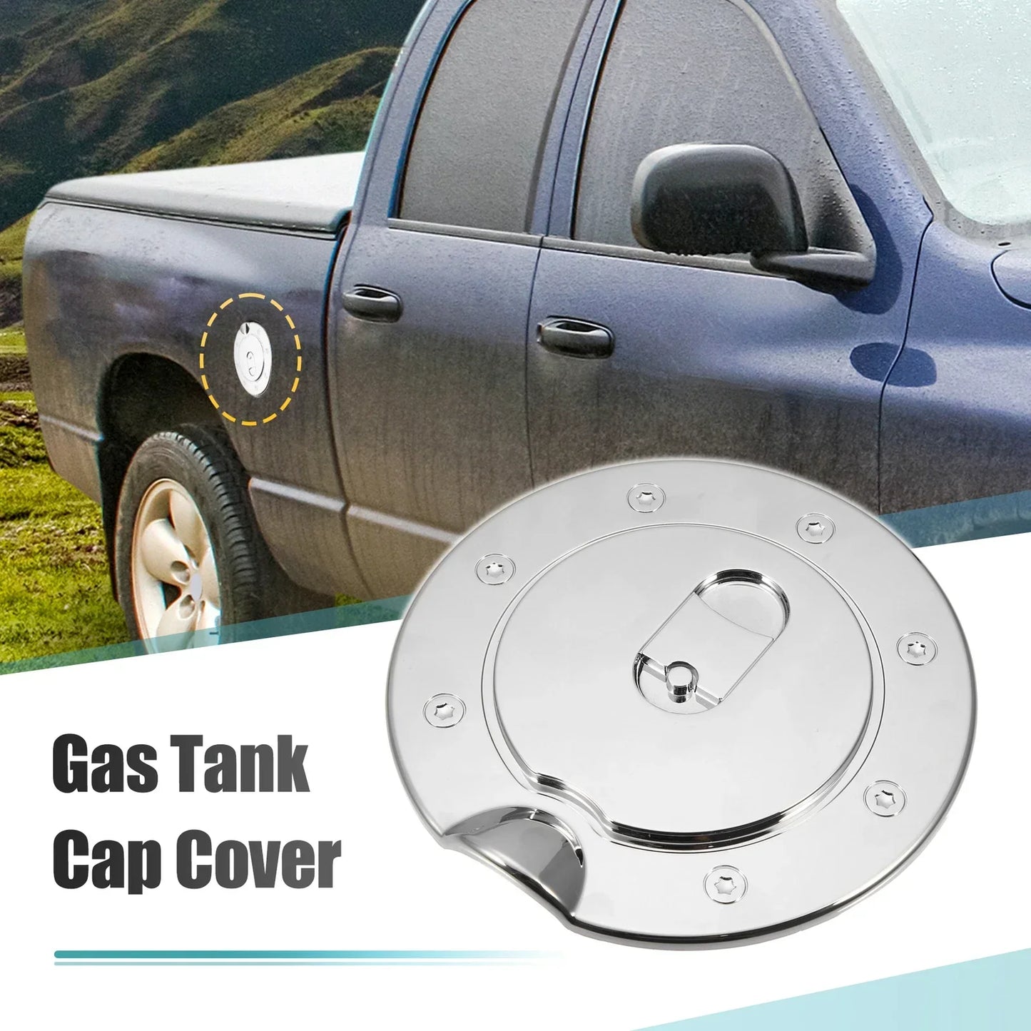 Chrome Plated Fuel Tank Filler Cap Cover for Dodge Ram 1500 (2009-2018)