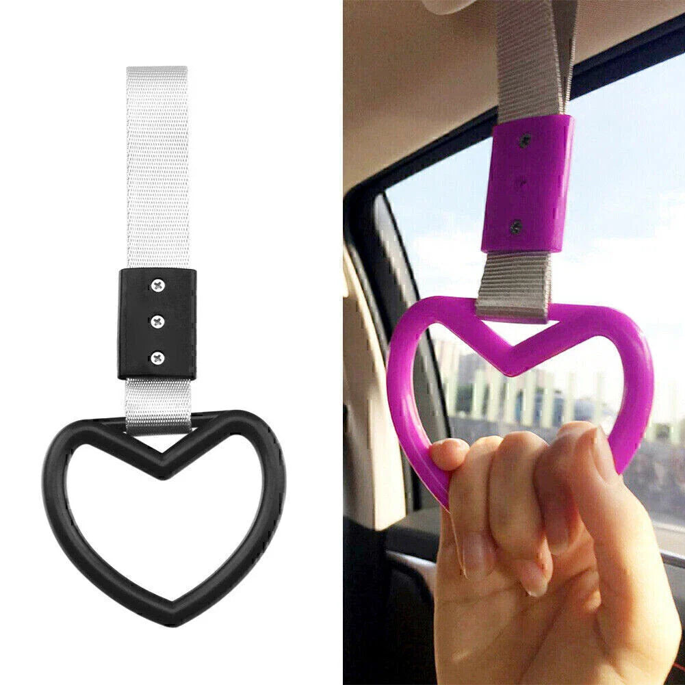 Black Heart JDM Tsurikawa Ring Handle Strap for Train Bus Drift Charm