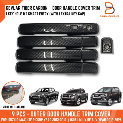 Carbon Fiber Door Handle Cover Trim for Isuzu D-Max MU-X 2012-2019