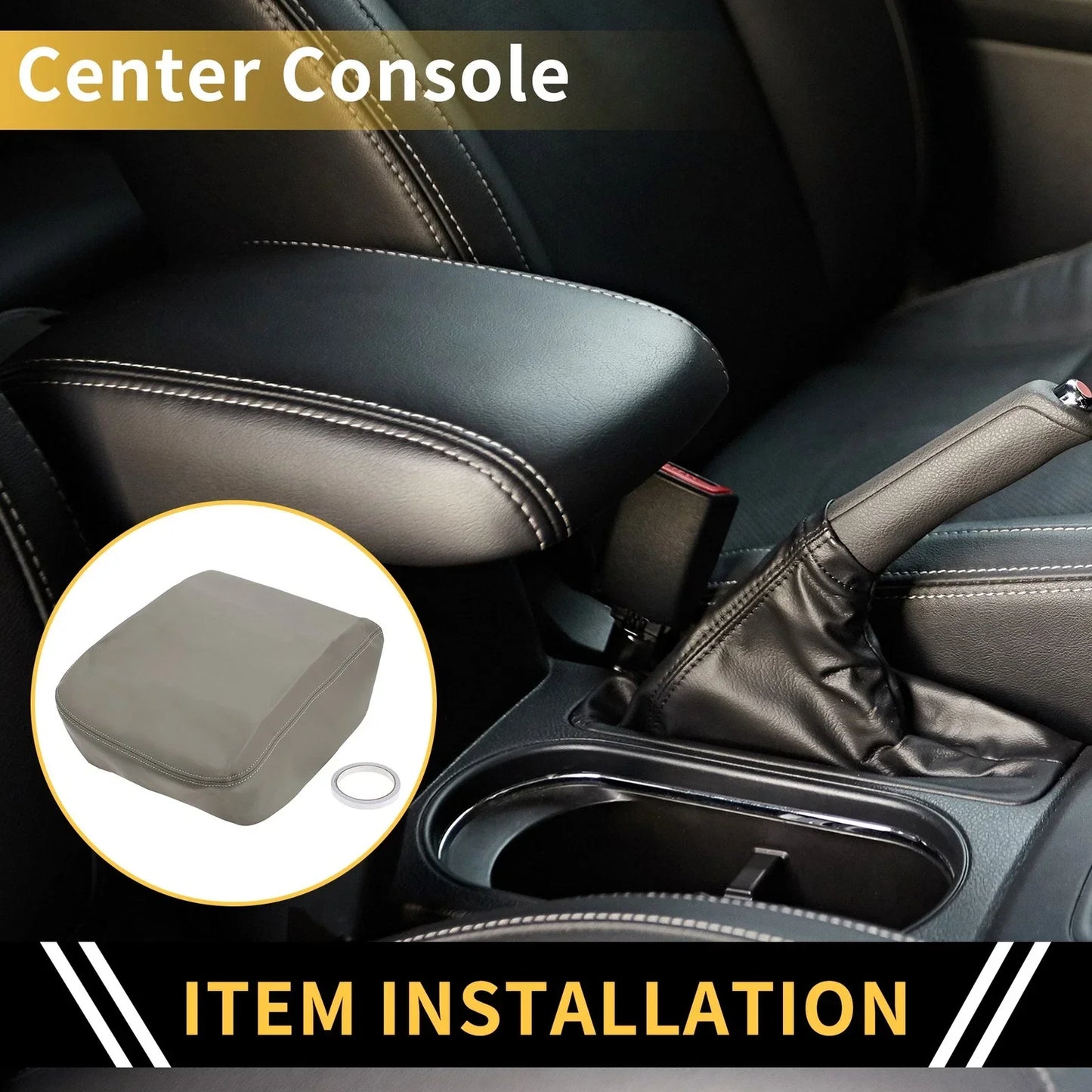 Center Console Cover for Dodge Ram 1500 2002-2008 Microfiber Leather Grey