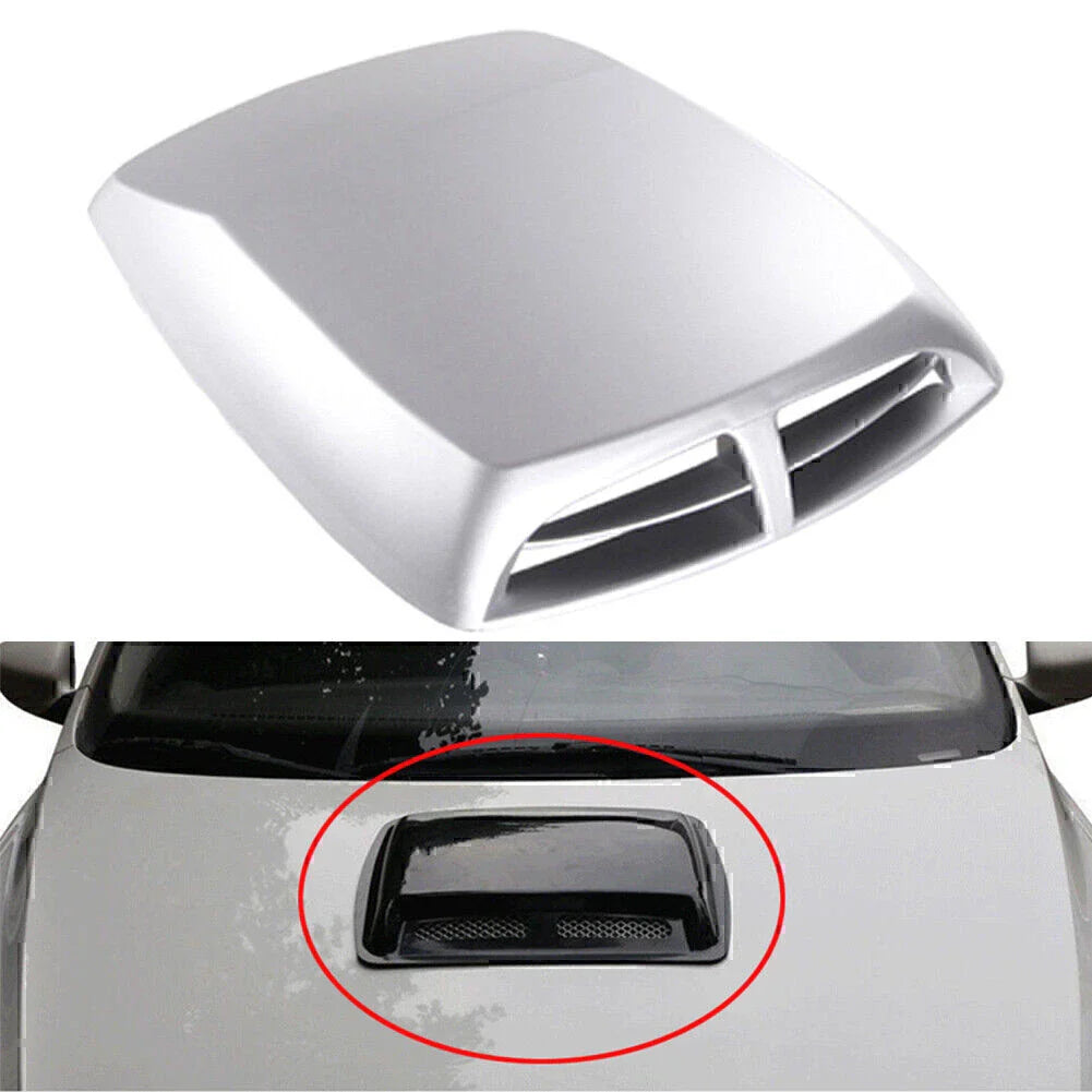 Silver Universal Car Decorative Air Flow Intake Hood Scoop Vent Cover