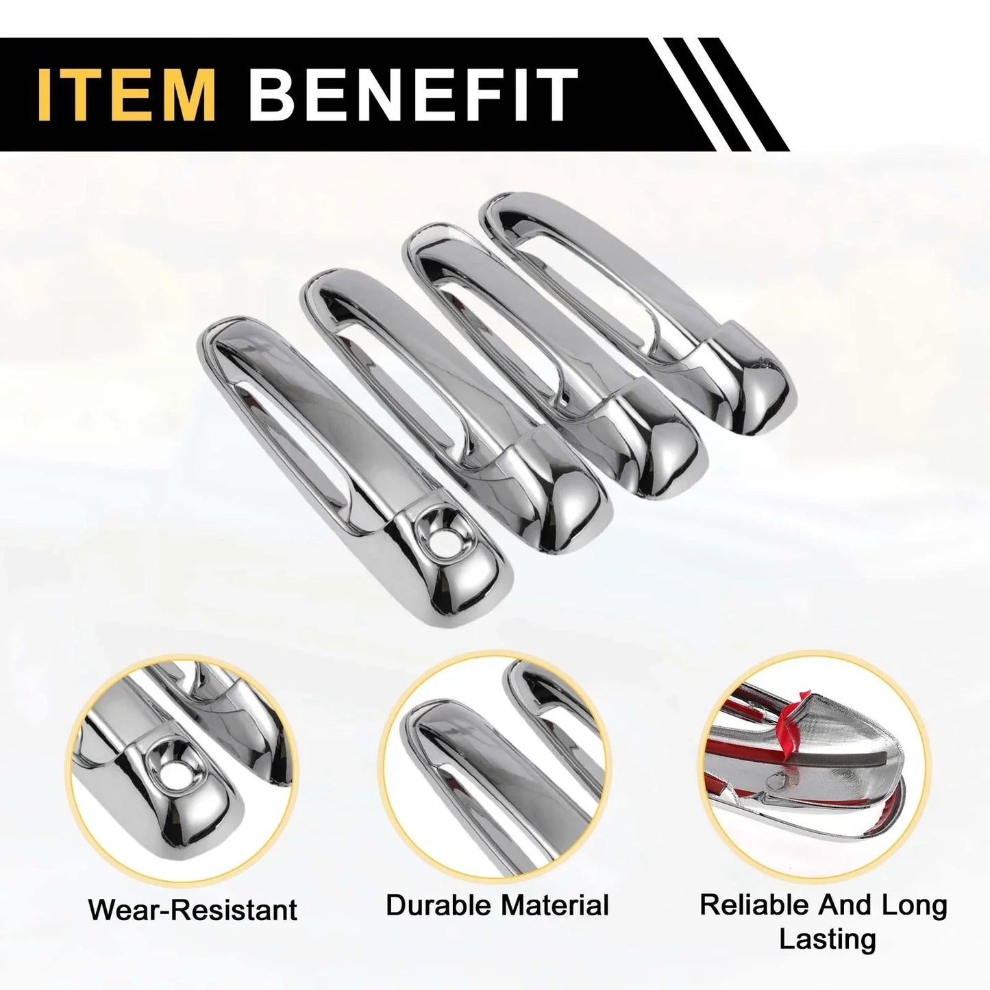 Car Door Handle Protector Set for Dodge Ram 1500 (2002-2008) Silver Tone