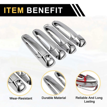 Car Door Handle Protector Set for Dodge Ram 1500 (2002-2008) Silver Tone