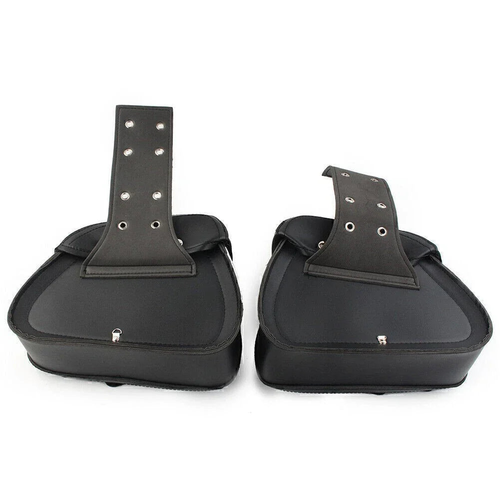 Black PU Leather Saddle Bags for Harley Sportster Dyna (2004-2023)