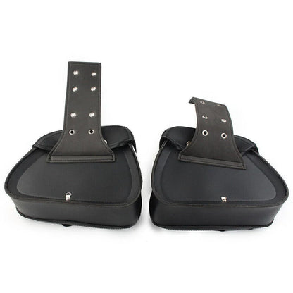Black PU Leather Saddle Bags for Harley Sportster Dyna (2004-2023)