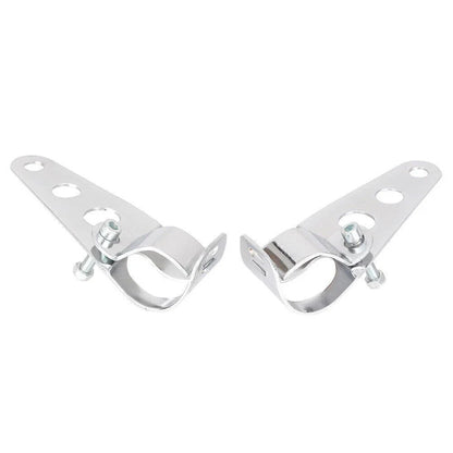 Fork Mount Headlight Brackets for Cafe Racer Bobber Chopper Silver