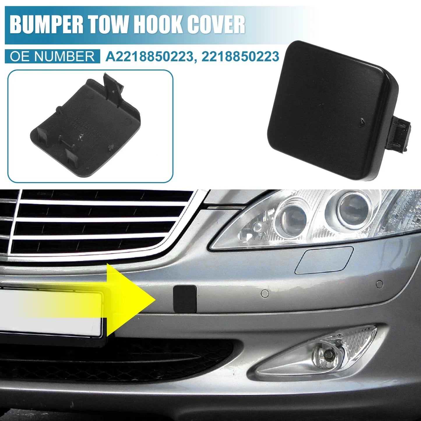 Front Bumper Tow Hook Cover for Mercedes-Benz W221 2007-2009 Gloss Black
