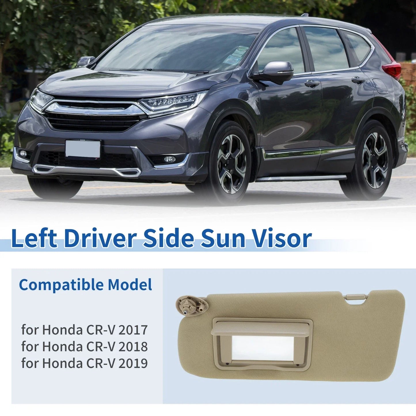 Left Side Sun Visor for Honda CR-V (2017-2019) Beige 1 x Piece