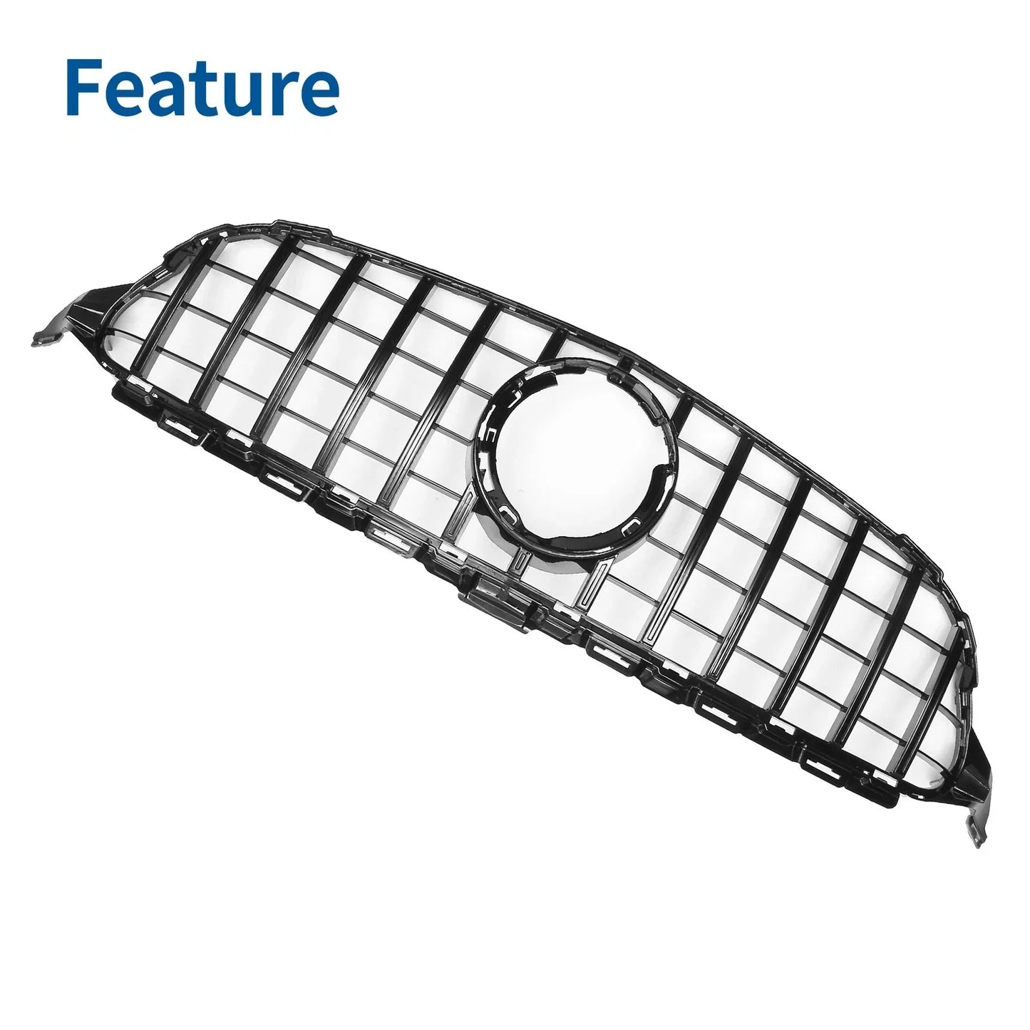 Front Upper Bumper Grille for Mercedes-Benz C250 2013-2016 Black Grills