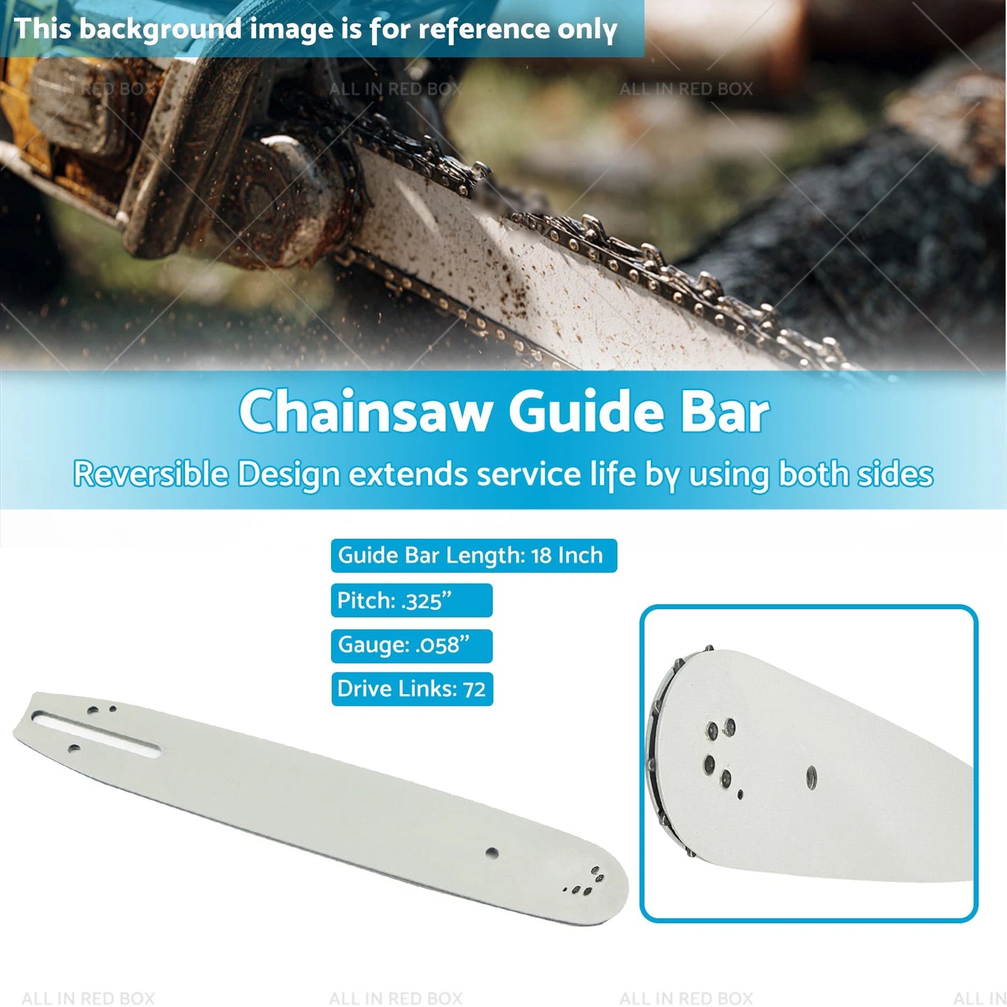 18" .325 .058 72DL Chainsaw Guide Bar for Husqvarna Jonsered