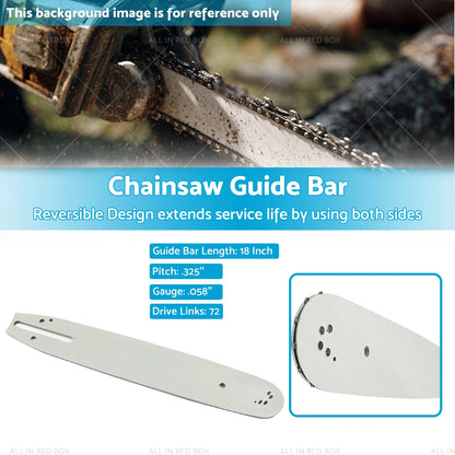 18" .325 .058 72DL Chainsaw Guide Bar for Husqvarna Jonsered