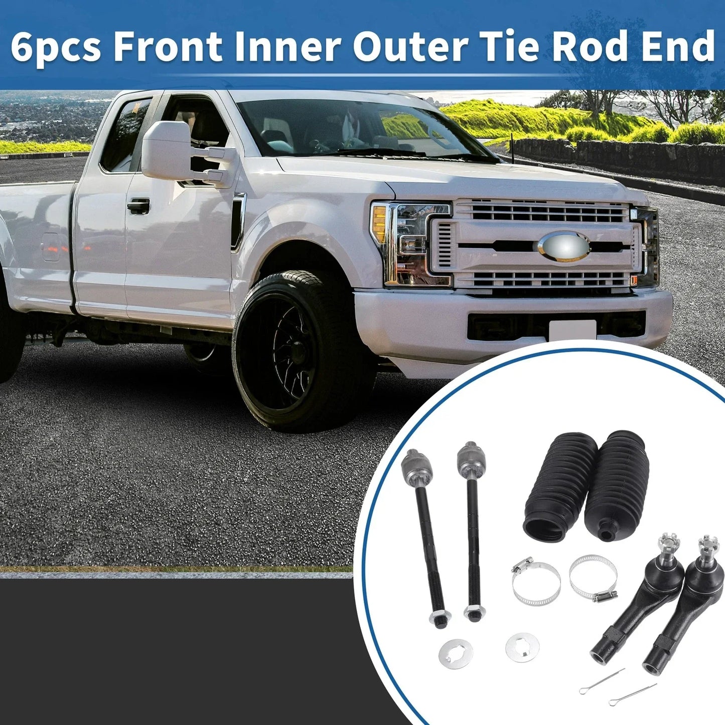 6 x Front Inner Outer Tie Rod End Links Kit for Ford Ranger (2001-2011)
