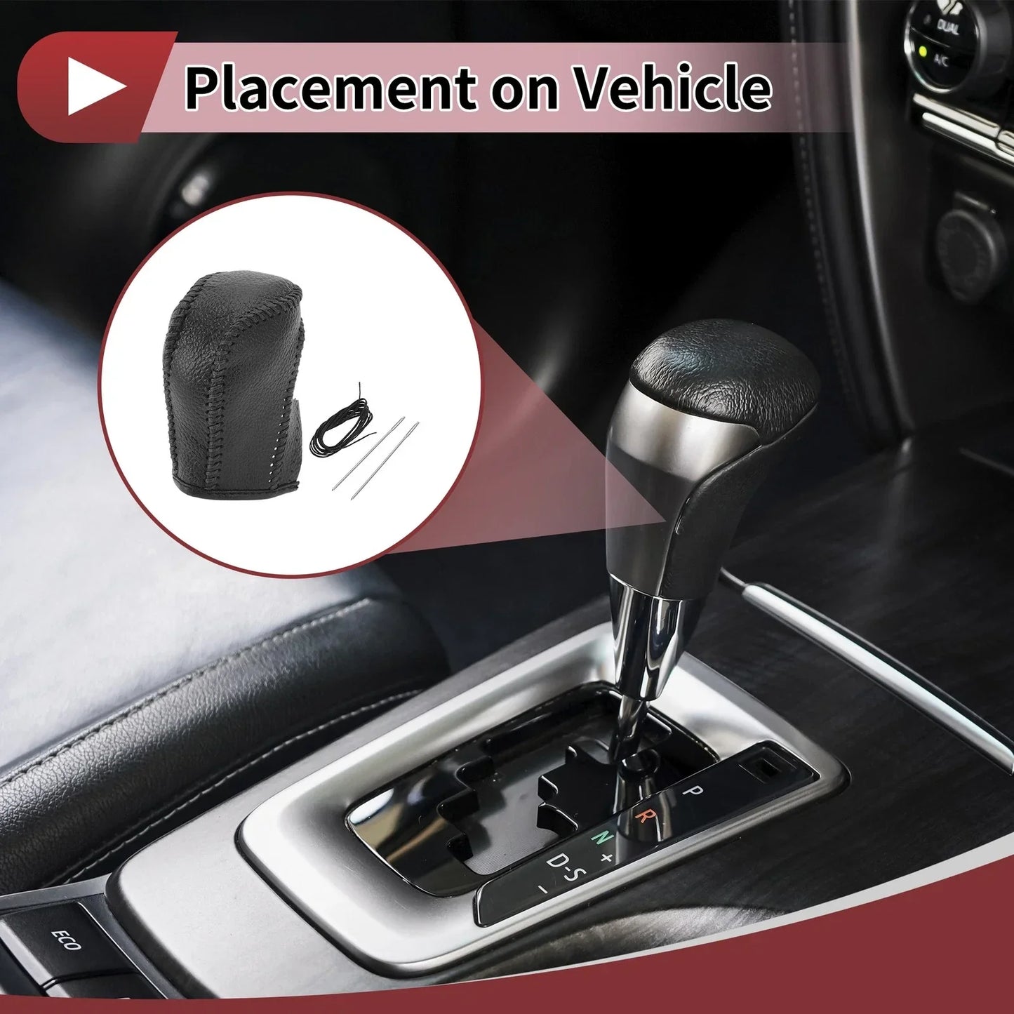Car Gear Shift Knob Cover for Honda Inspire (2023) - Black Faux Leather