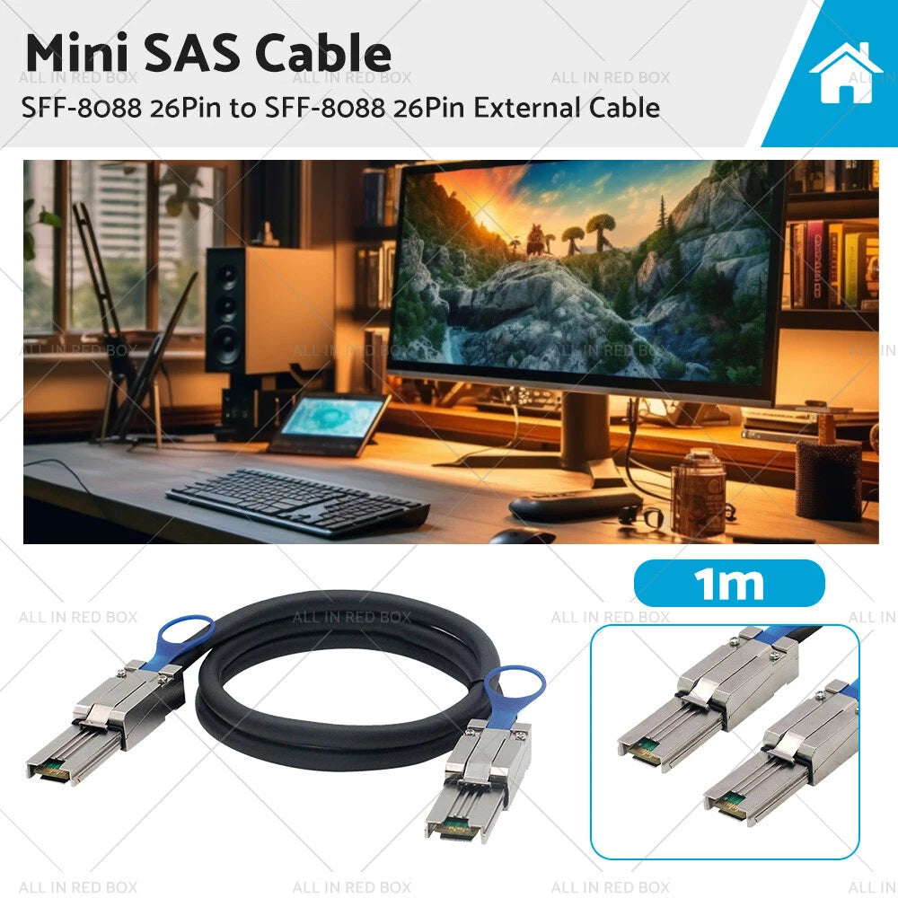 1M Mini SAS SFF-8088 Cable for Disk Array SFF-8088