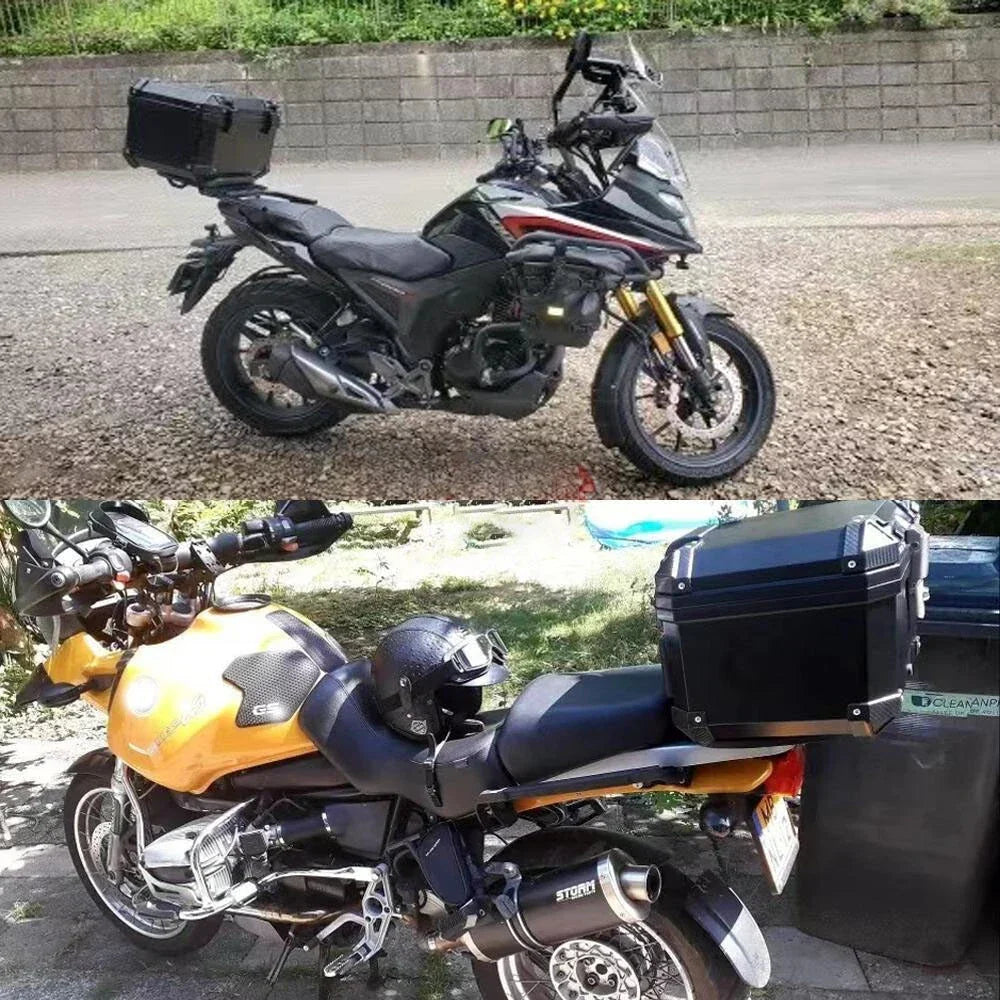 45L Motorcycle Rear Top Box Luggage Tail Carrier Case + Mounting Plate