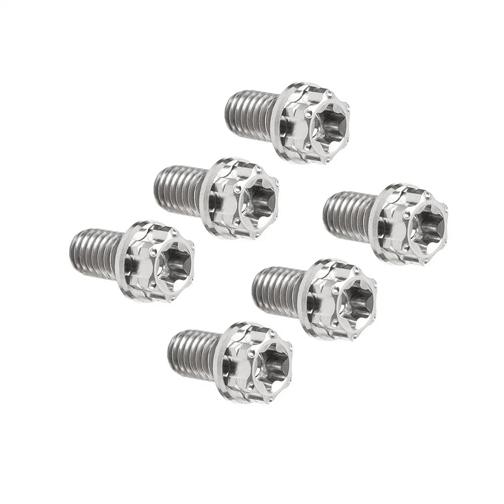 6pcs M6x15mm Titanium Torx Head Flange Screws for Motor Bike/Bicycle