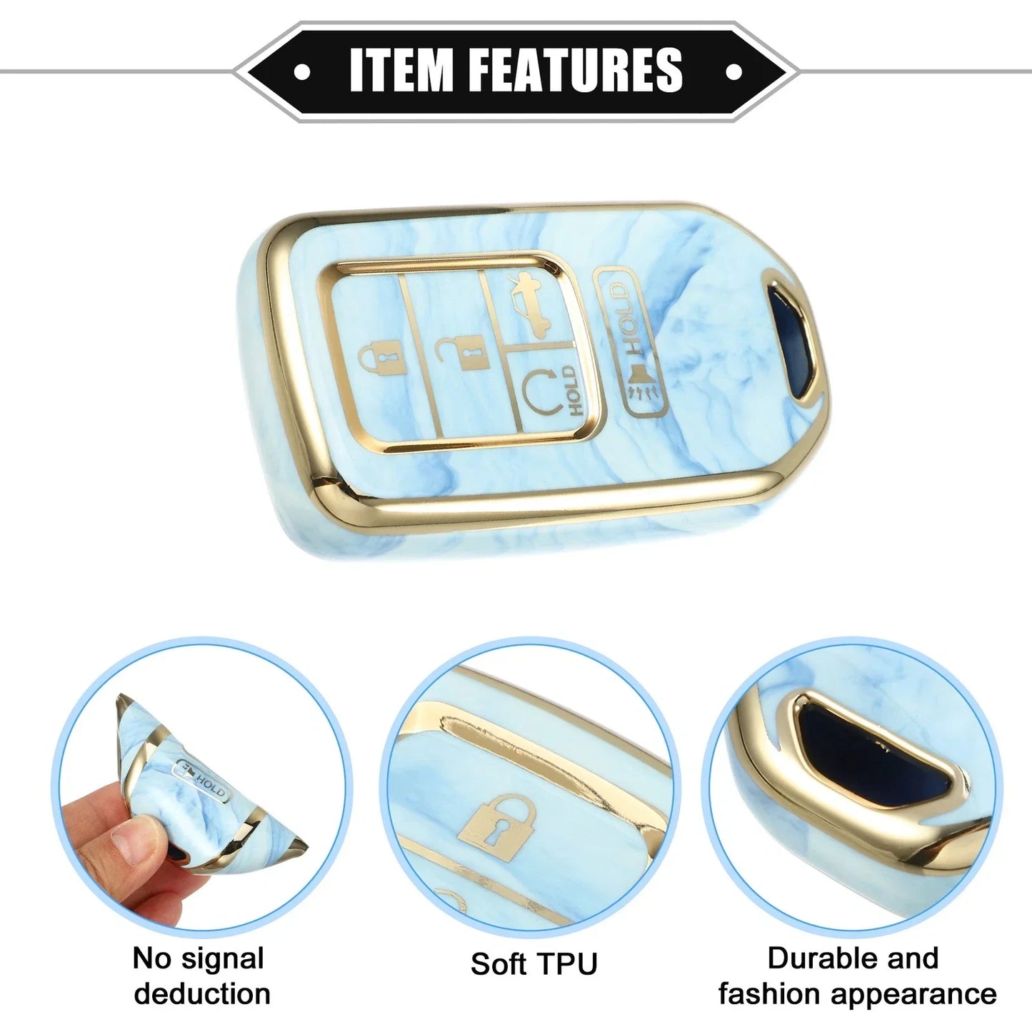 Key Fob Cover for Honda Accord CR-V 5 Button Soft TPU Blue (2016-2023)