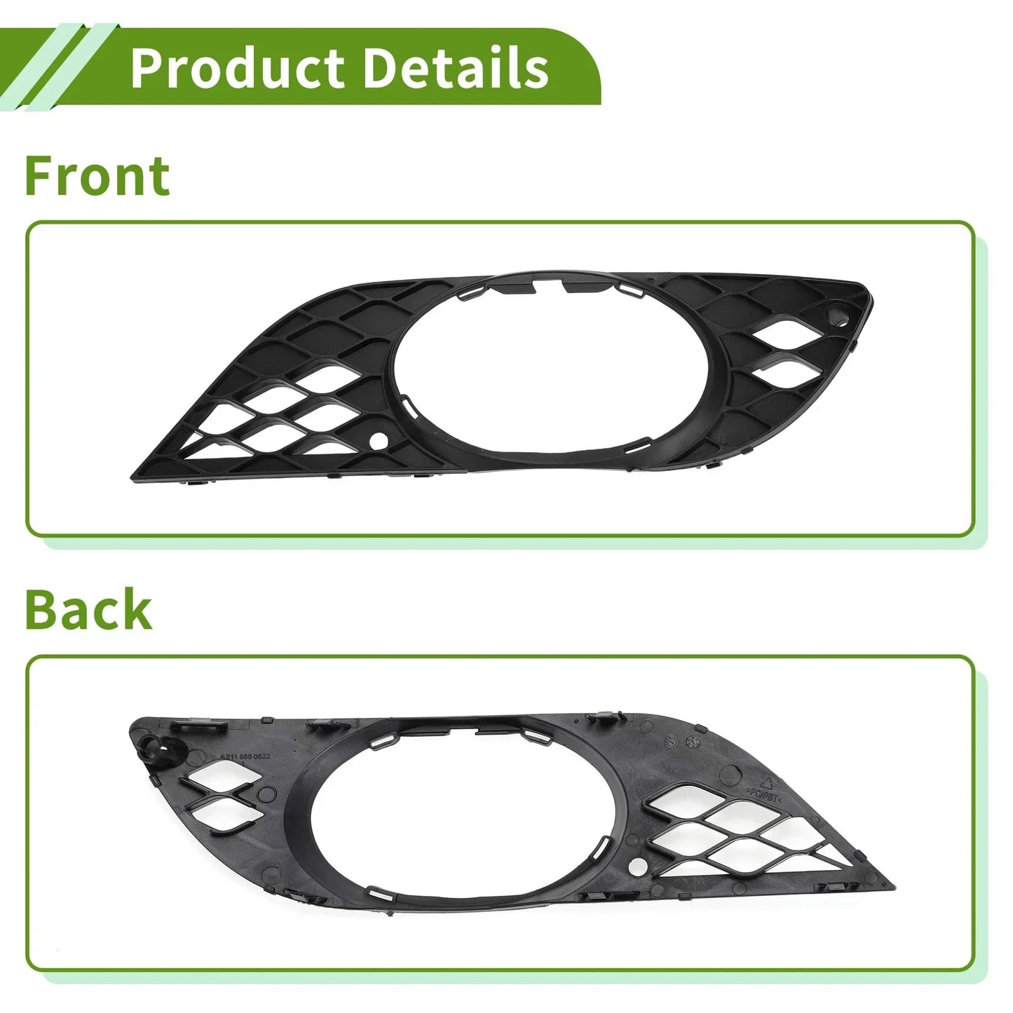 Front Left Fog Light Grill for Mercedes-Benz E-Class (2007-2009)