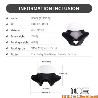 Black Batwing Windshield Fairing for Harley Softail FLSTF FLHR