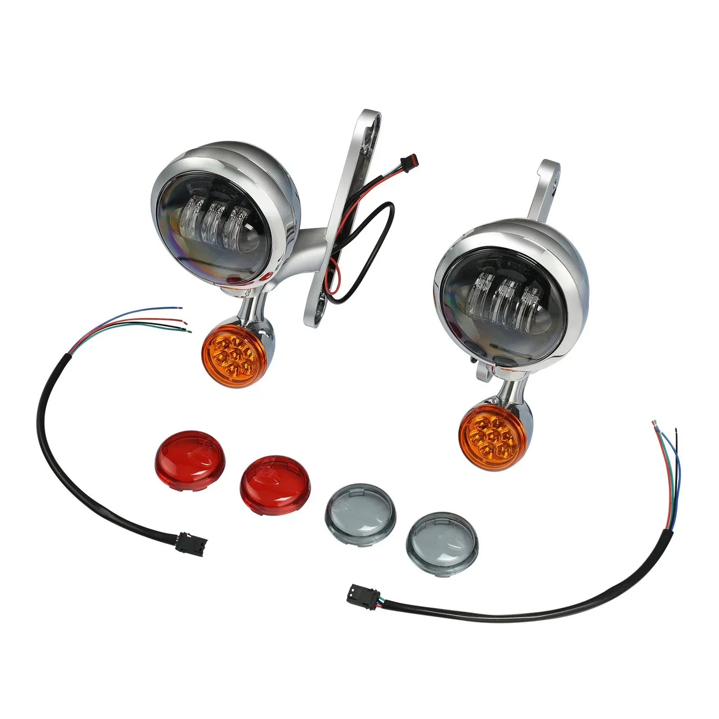 4.5" LED Fog Light Bracket & Turn Signals for Harley Road King FLHX (1994-2024)