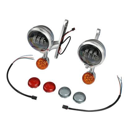 4.5" LED Fog Light Bracket & Turn Signals for Harley Road King FLHX (1994-2024)