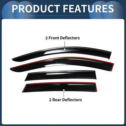 Window Deflectors for Honda CR-V Side Window Vent Visors Black 2 x (2007)