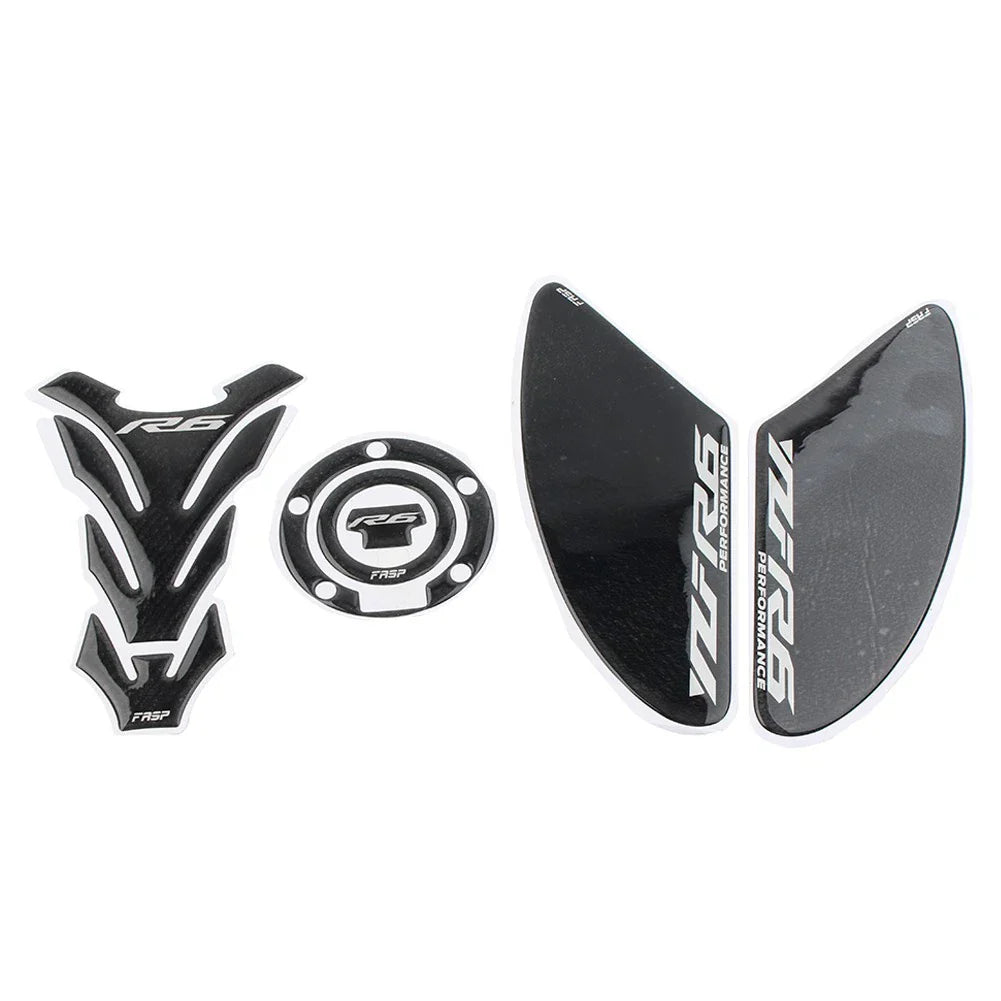 3D Carbon Fiber Tank Pad Traction Decal Set for Yamaha YZF-R6 (2006-2023)