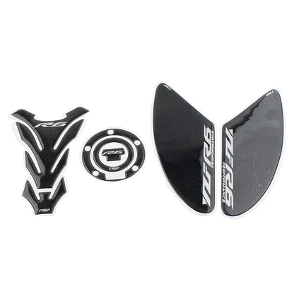 3D Carbon Fiber Tank Pad Traction Decal Set for Yamaha YZF-R6 (2006-2023)