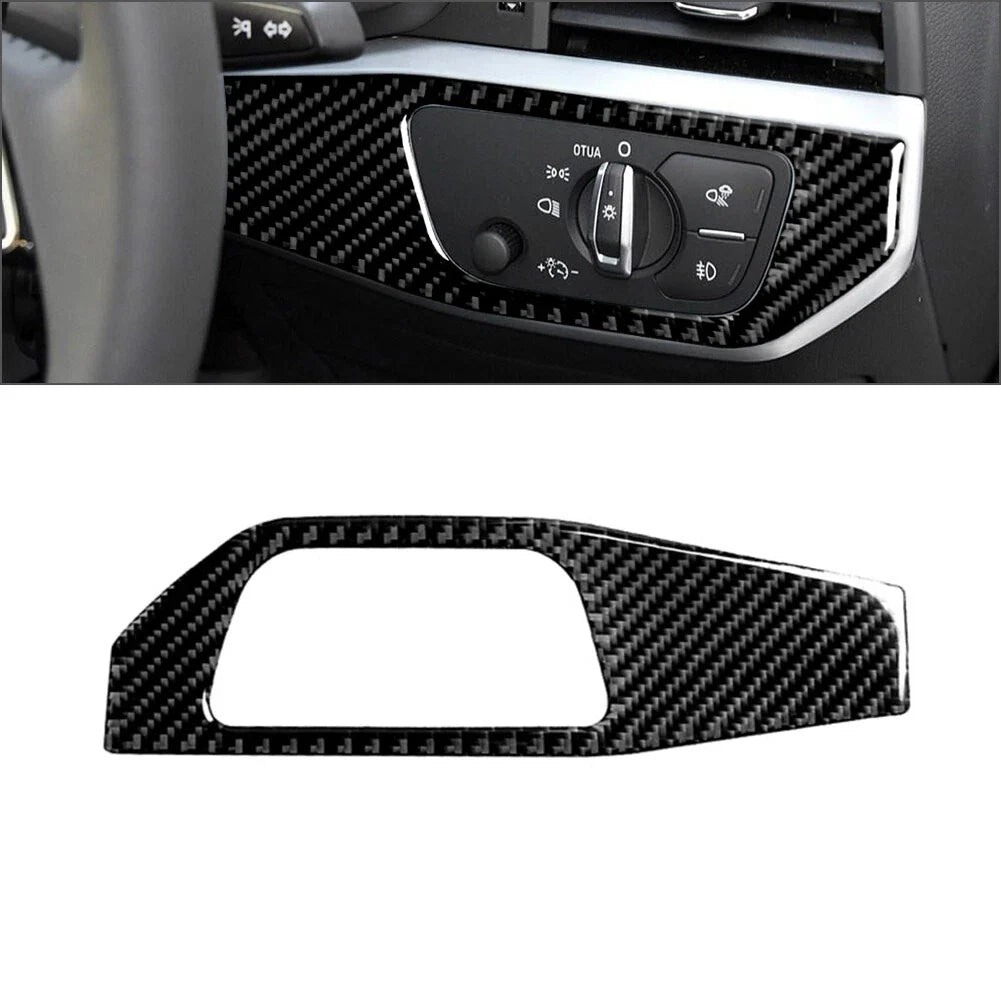 Carbon Fiber Headlight Switch Panel Cover Trim for Audi A4 B9 S4 RS4 A5 (2016-2023)