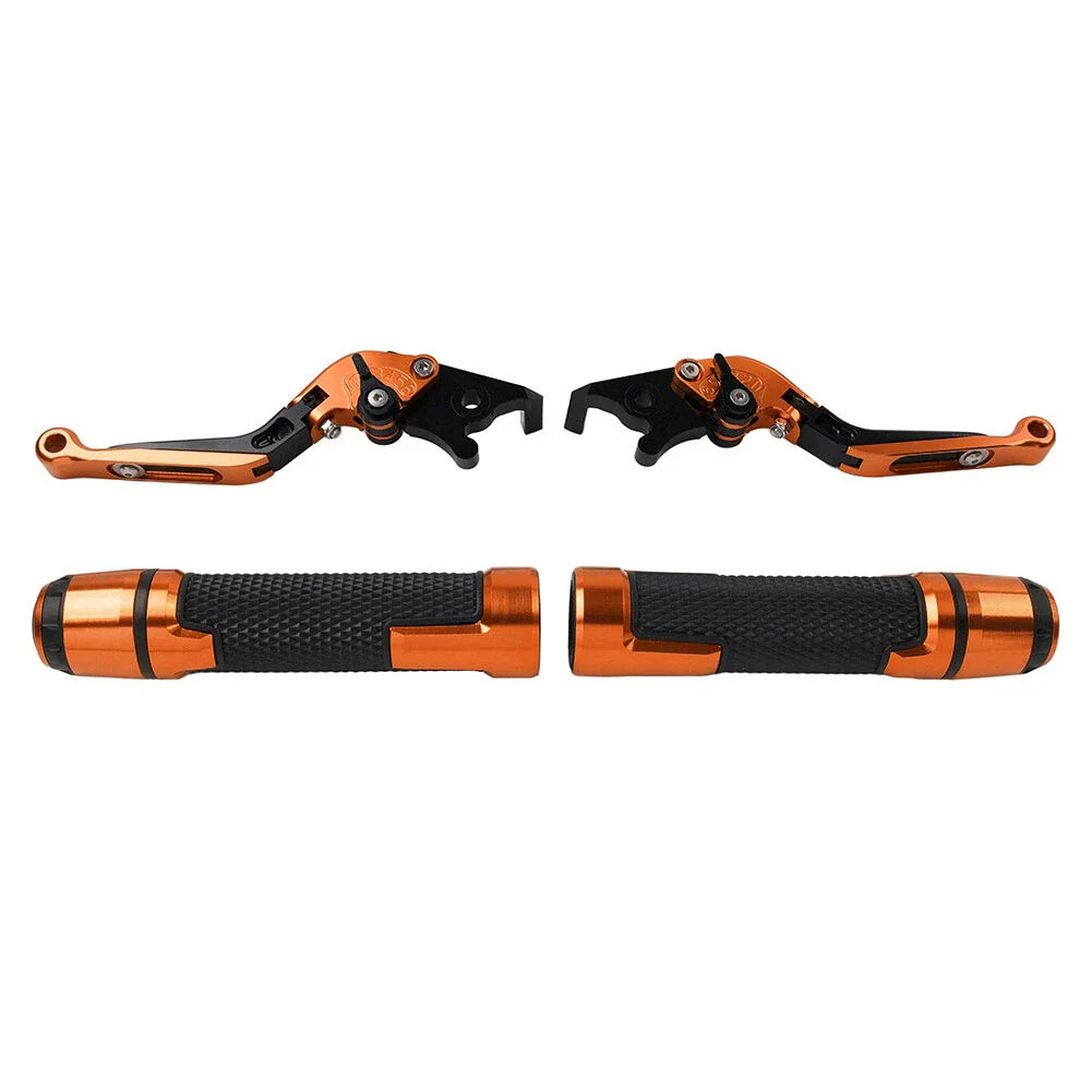 Orange Extendable Brake Clutch Levers Grips Set for Kawasaki ZX6RR (2003-2004)