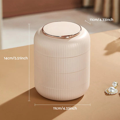 4 Layer Jewelry Organizer Travel Case for Rotating Storage - Ring Bracelet Tray