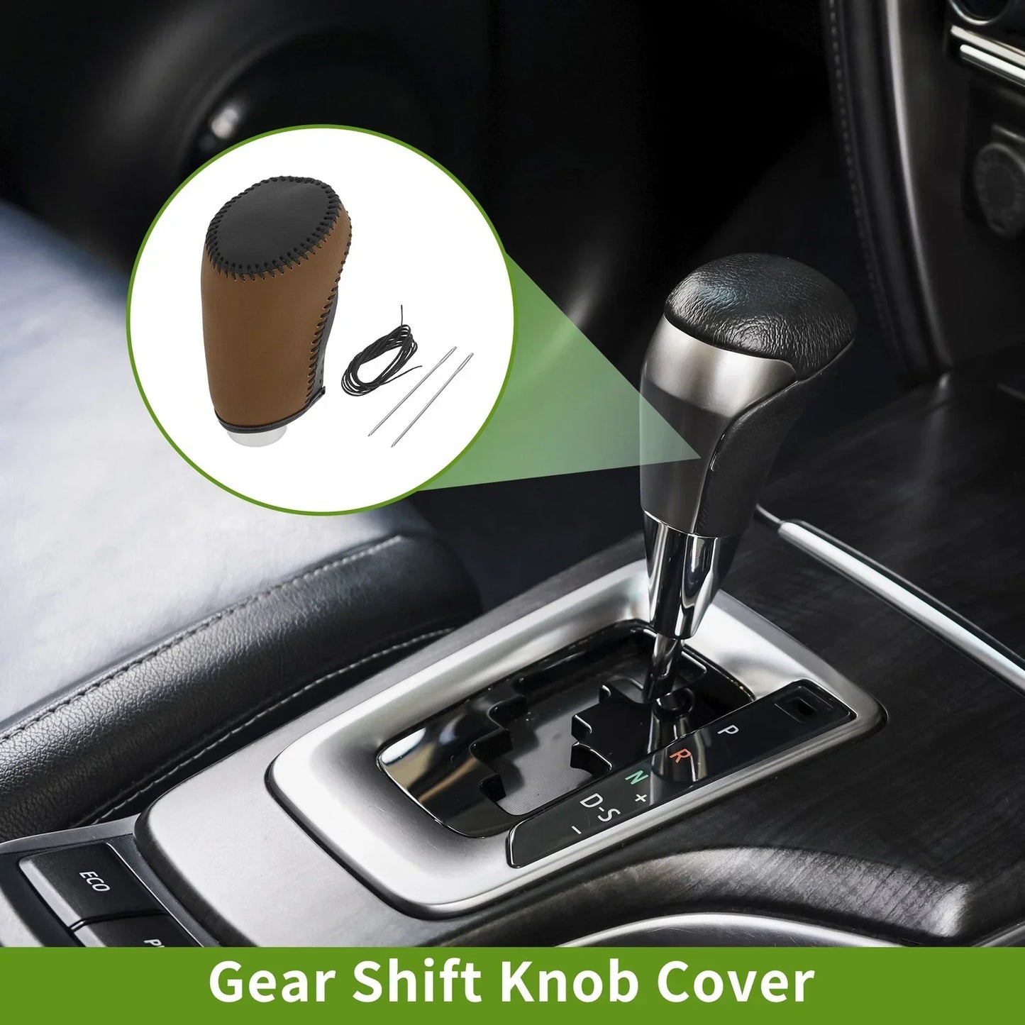 Car Gear Shift Knob Cover for Chevrolet Malibu (2016-2020) Black Brown