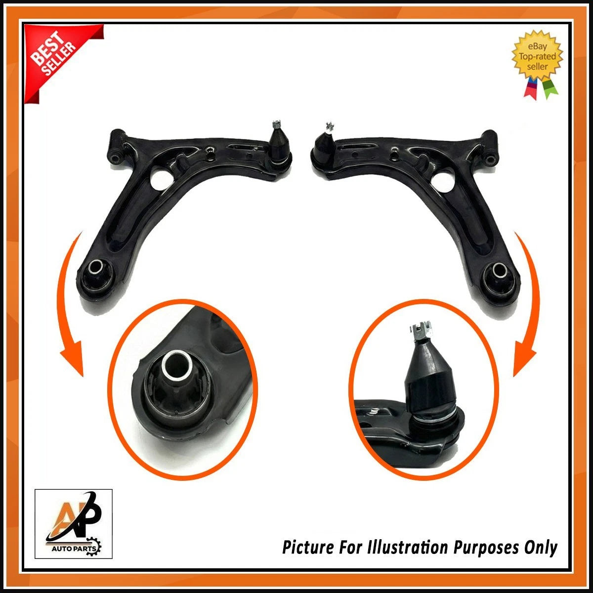 Front Lower Suspension Wishbone Arms Pair Replacement for Peugeot 107 (2005–2014)