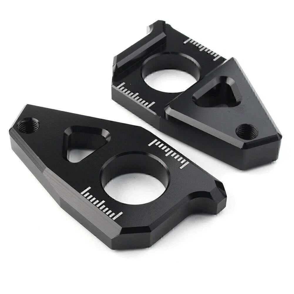 Black Axle Spindle Chain Adjuster Blocks for Yamaha YZF R1 FZ8 FZ1 TMAX 530