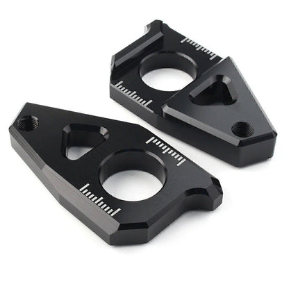 Black Axle Spindle Chain Adjuster Blocks for Yamaha YZF R1 FZ8 FZ1 TMAX 530