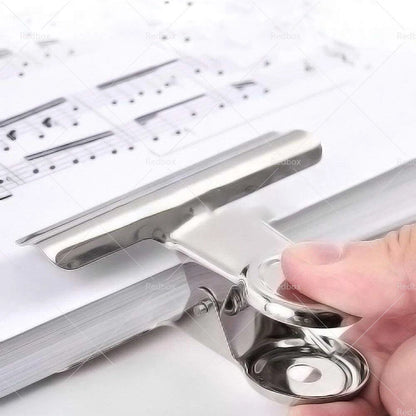 Stainless Steel Bulldog Paper Clips 75mm - 6 x Office Binder Clamps