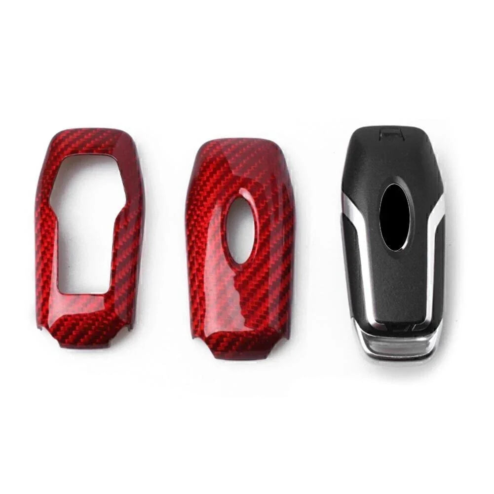 Red Carbon Fiber Remote Key Fob Cover for Ford F-150, Fusion (2013-2016)