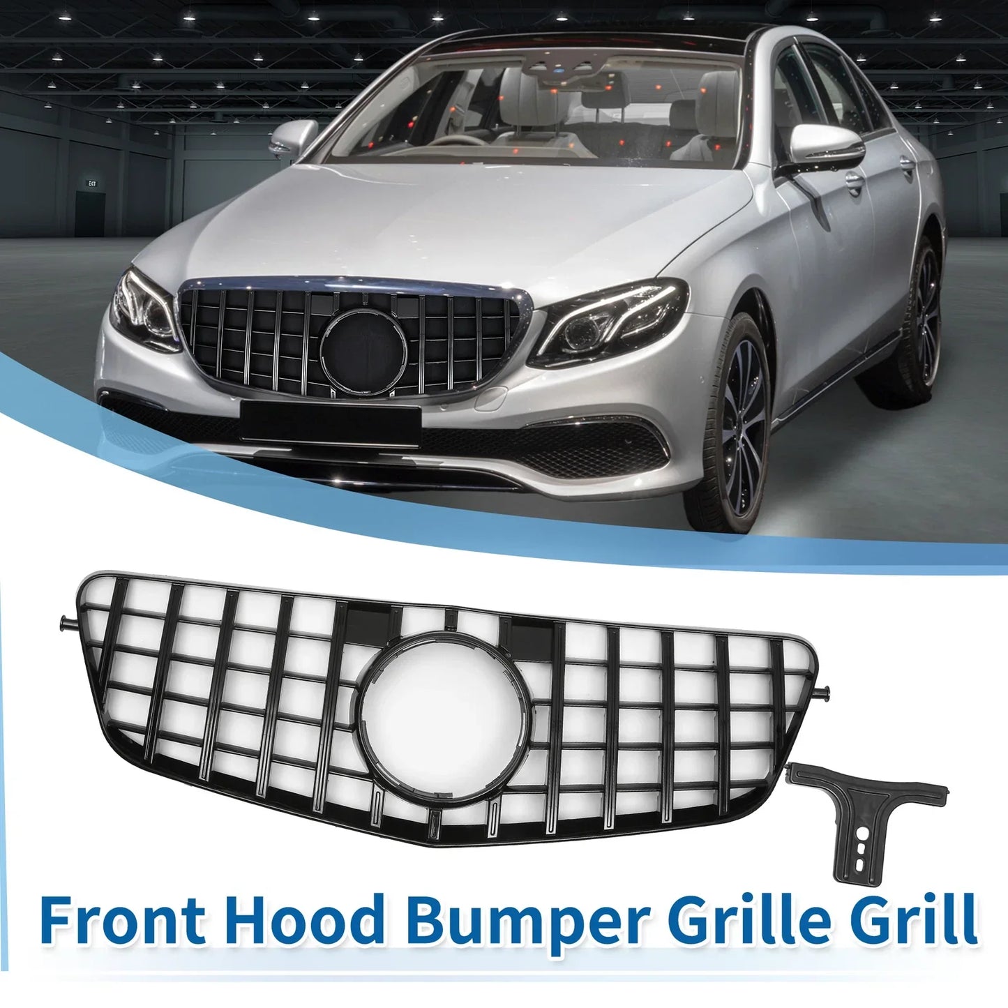 Front Upper Bumper Grille for Mercedes-Benz E300 2009-2013 Black Grills
