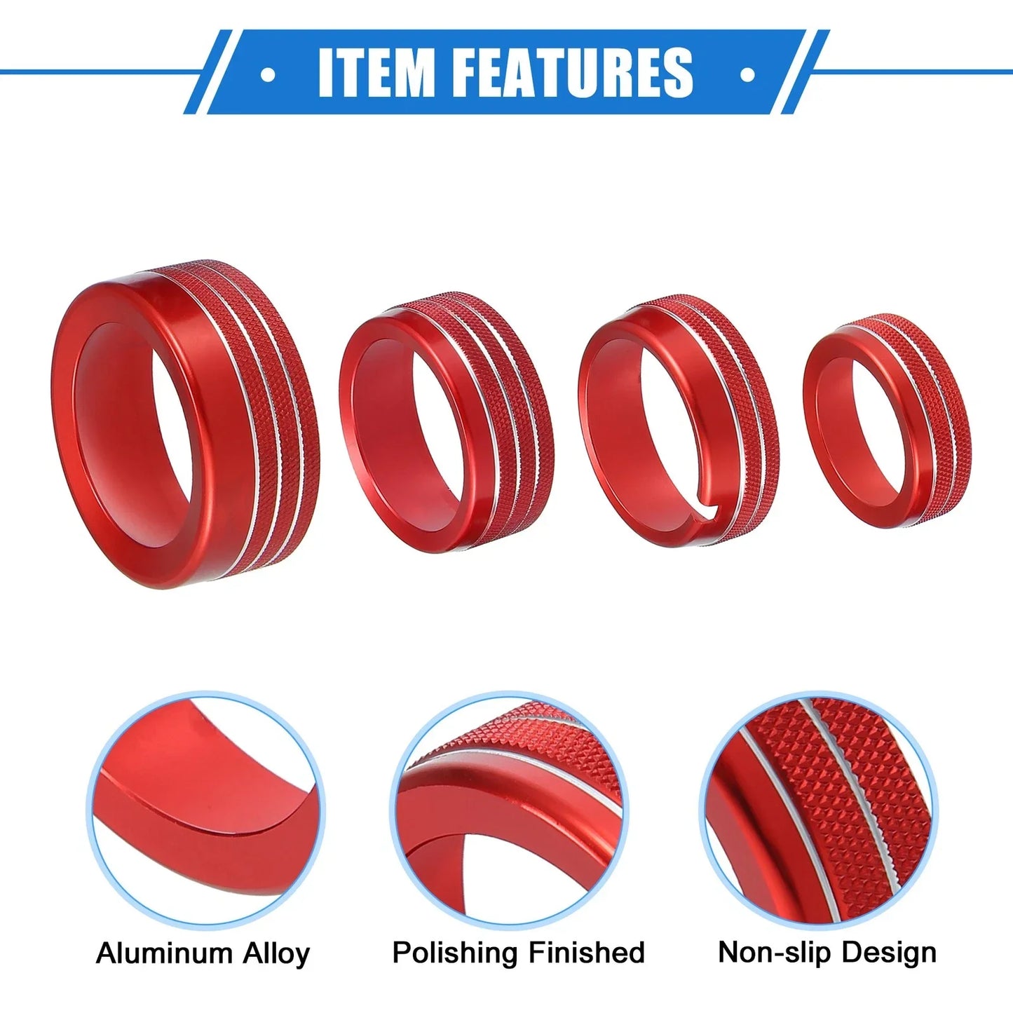 5 Pcs AC Climate Control Knob Rings for Chrysler 300, Dodge Challenger (2005-2023)