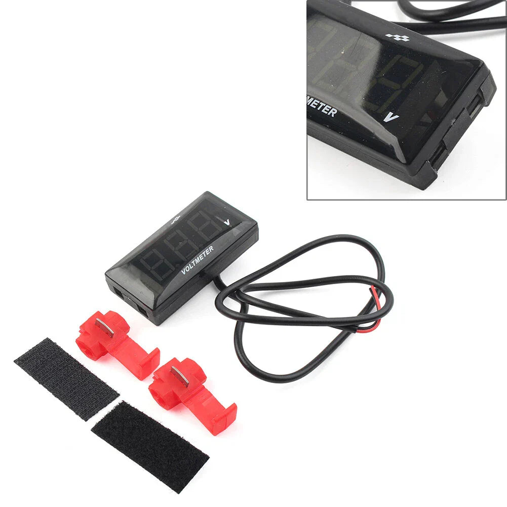 12V Digital LED Display Voltmeter Gauge for Motorcycle - Green
